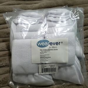 wearever Men White Diabetic Crew Socks - 6 Pack